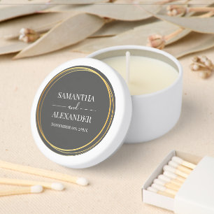 Elegant script wedding gray white minimalist mini candle favors