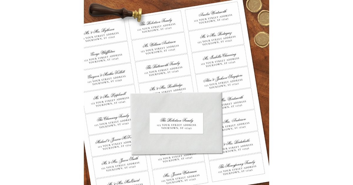Elegant Script Wedding Guest Address Labels | Zazzle