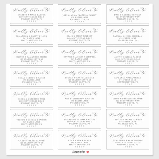 Elegant Script Wedding Guest Address Labels | Zazzle.com