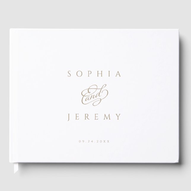 Elegant Script Wedding Guest Book (Front)