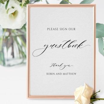Elegant Script Wedding Guestbook Sign by One2InspireDesigns at Zazzle