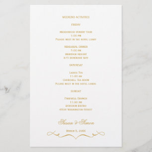 Elegant Script  Wedding Information Card - Gold