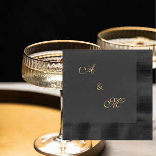 Elegant Script Wedding Initials Coined Gold Foil Napkins