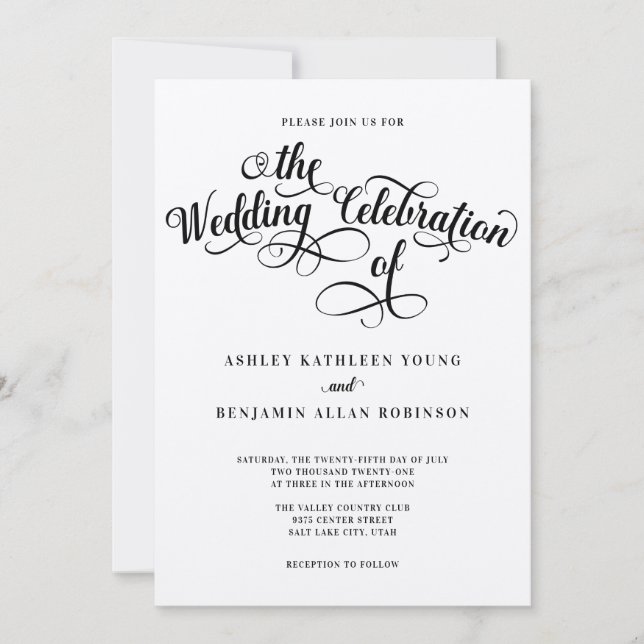 Elegant Script Wedding Invitation (Front)