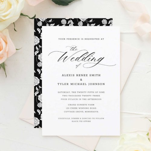 Elegant Script Wedding Invitation