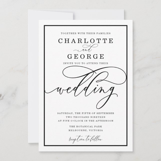 Elegant script wedding invitation (Front)