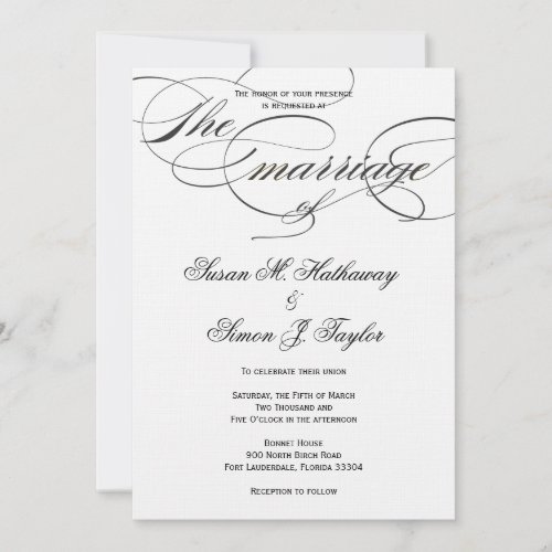 Elegant Script  Wedding Invitation _ Black
