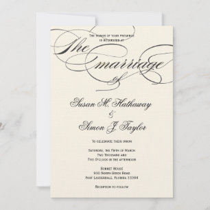 Elegant Script Wedding Invitation - BlackOff White