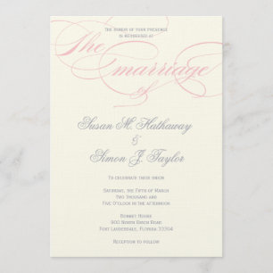 Elegant Script  Wedding Invitation  - Blush Pink