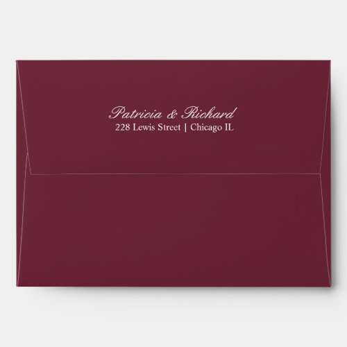 Elegant Script Wedding Invitation Burgundy Envelope