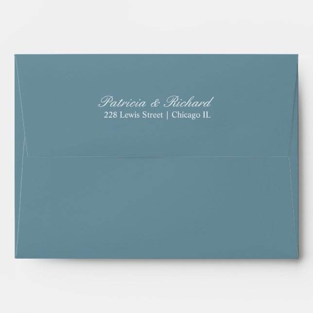 Elegant Script Wedding Invitation Dusty Blue Envelope (Back (Top Flap))