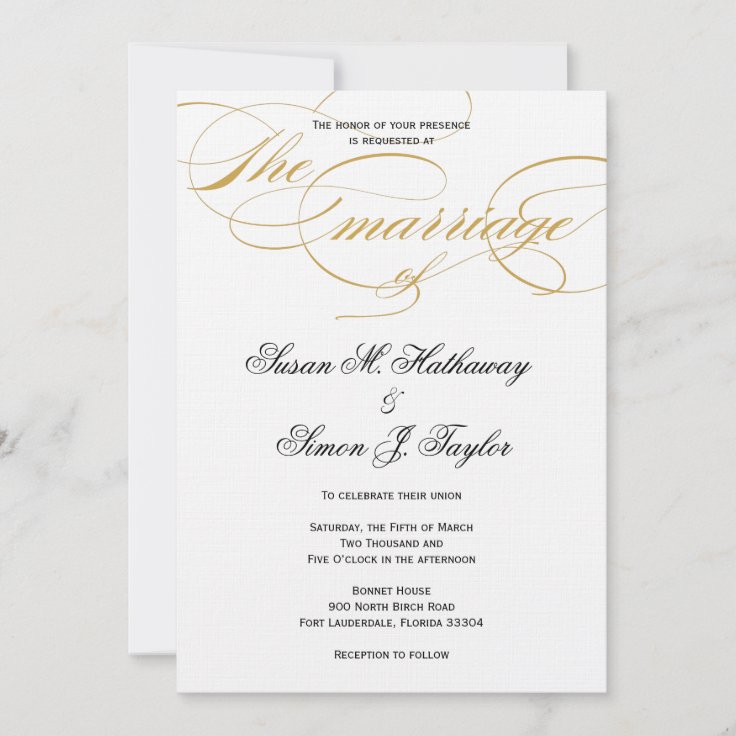 Elegant Script Wedding Invitation Gold Zazzle