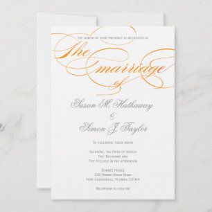 Elegant Script  Wedding Invitation - Orange