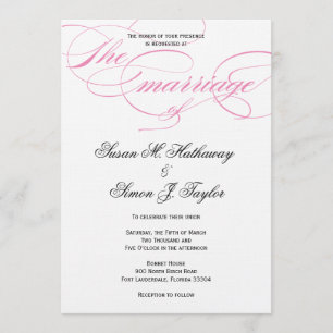 Elegant Script  Wedding Invitation - Pink