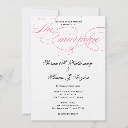 Elegant Script  Wedding Invitation _ Pink