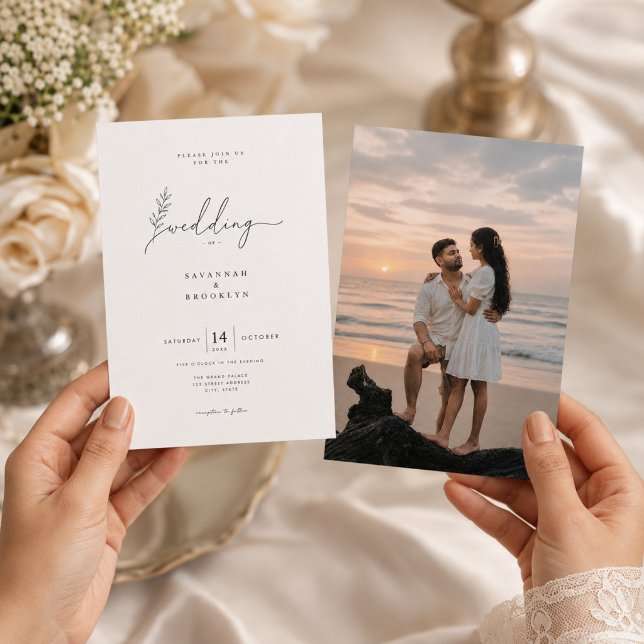 Elegant Script Wedding Invitation with Photo. (Creator Uploaded)