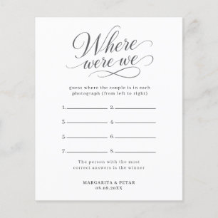 Elegant Script Wedding Location Guess Game Design Flyer