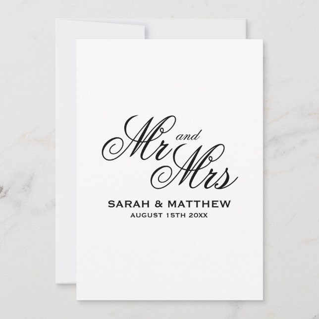 Elegant script wedding logo custom invitation (Back)