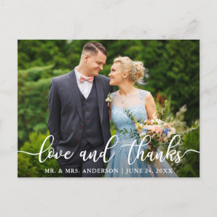 Elegant Script Wedding Love and Thanks Bride Groom Postcard
