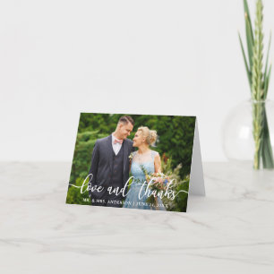 Elegant Script Wedding Love and Thanks Note Letterpress Thank You Card