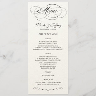 Elegant Script Wedding Menu - Black