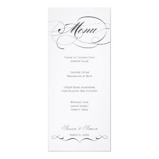 Elegant Script  Wedding Menu - Black Card