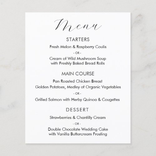 Elegant Script Wedding Menu Card Flyer