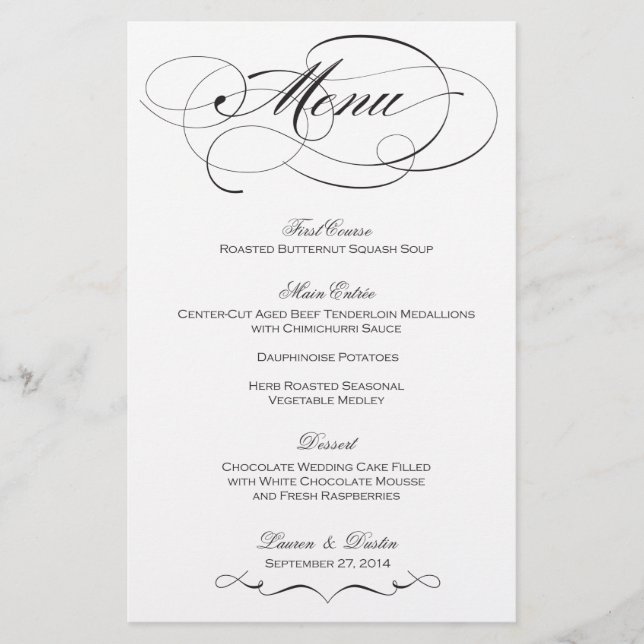 Elegant Script  Wedding Menu - Custom (Front)