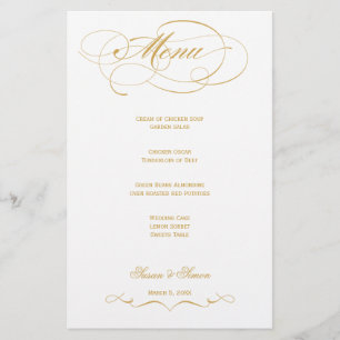 Elegant Script Wedding Menu - Gold