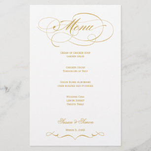 Elegant Script Wedding Menu - Gold