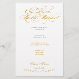 Elegant Script Wedding Menu - Gold