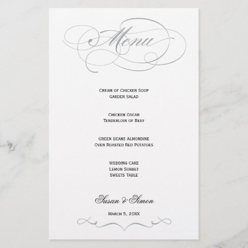 Elegant Script  Wedding Menu _ Gray