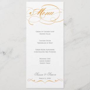 Elegant Script Wedding Menu - Orange