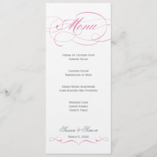Elegant Script Wedding Menu - Pink