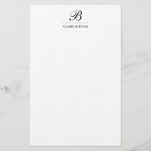 Elegant Script Wedding Monogram in Your Colors Stationery (Front)