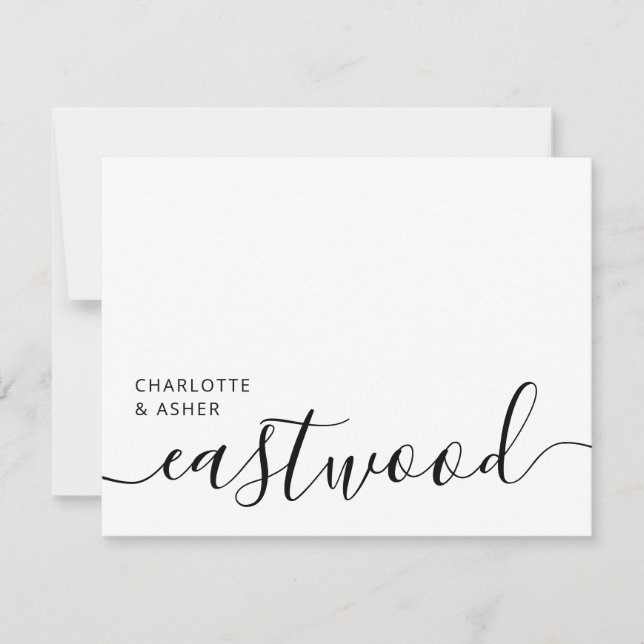 Elegant Script Wedding Monogram Note Card (Front)