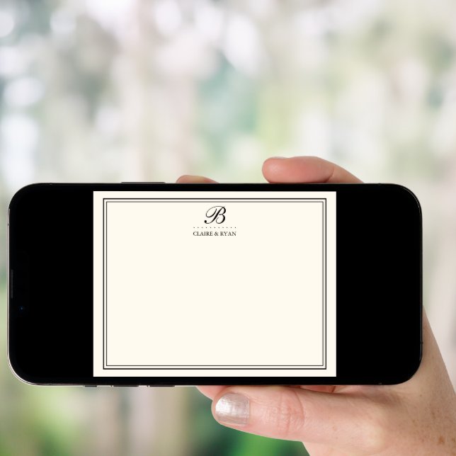 Elegant Script Wedding Monogram Stationery Cards (Front Digital)