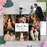 Elegant Script Wedding Multi Photo Collage Thank You Card<br><div class="desc">Modern, Elegant, Hand Lettered Wedding Multi Photo Collage Thank You Card. Stylish wedding thank you card template featuring six (6) photo on the front and one (1) photo on the back side. With the text "thank you" in a swirly hand lettered calligraphy script font in black on white color background....</div>