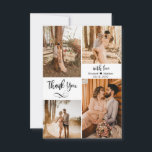 Elegant Script Wedding Multiple Photo Collage  Tha Thank You Card<br><div class="desc">Elegant, Modern, Minimalist Handwritten Wedding Photo Collage Thank You Card. Stylish wedding thank you card template featuring four (4) photo on the front and one (1) photo on the back side. With the text "thank you, with love" in a swirly hand lettered typography script font in black on white background....</div>