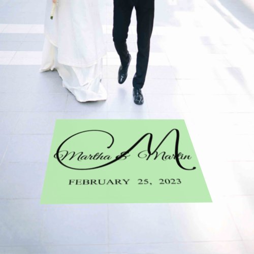 Elegant Script Wedding Names And Date Floor Decals