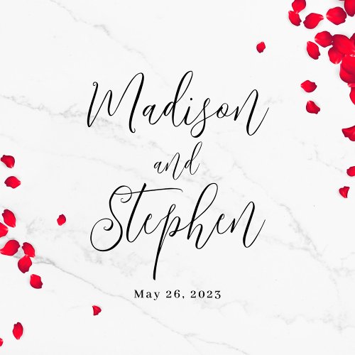Elegant Script Wedding Names and Date Floor Decals