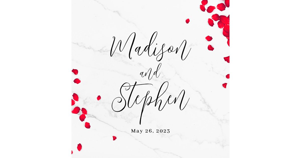 Elegant Script Wedding Names and Date Floor Decals | Zazzle