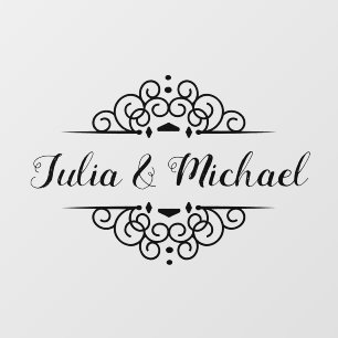 Elegant Script Wedding Names Floor Decals