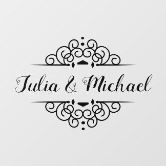 Elegant Script Wedding Names Floor Decals
