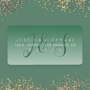 Elegant Script Wedding Ombre Green Return Address Label
