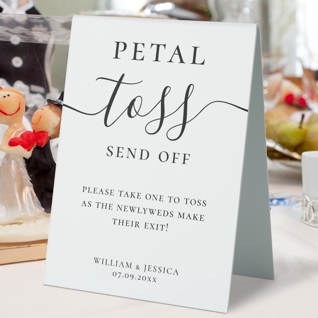Elegant Script Wedding Petal Toss Table Tent (Creator Uploaded)