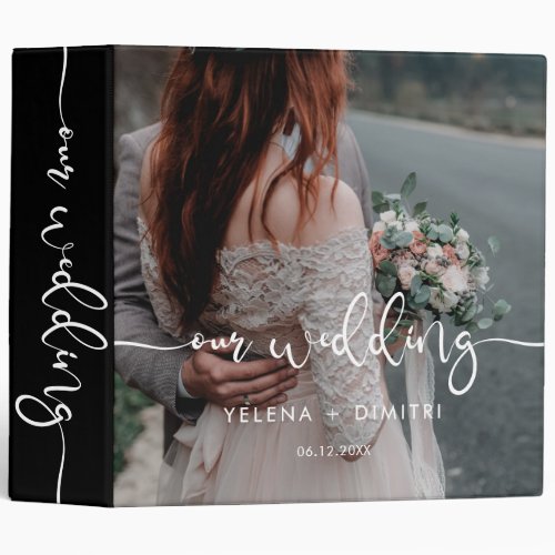 Elegant script wedding photo album binder