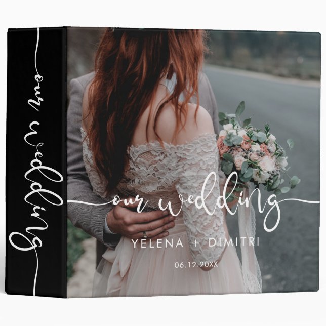 Elegant script wedding photo album binder (Front/Spine)