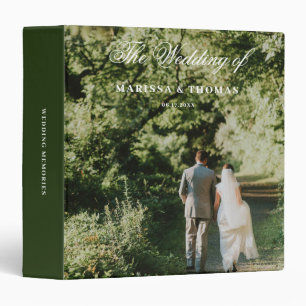 Elegant Script Wedding Photo Album Keepsake Green  3 Ring Binder
