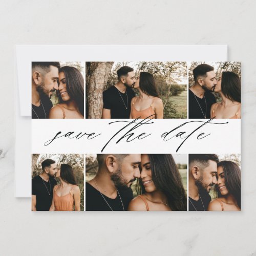 Elegant Script Wedding Photo Collage Save The Date